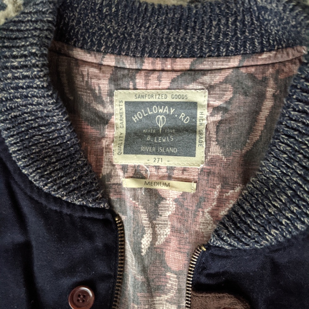 River Island Men's M Sweater/Bomber Jacket - Navy - Picture 4 of 9